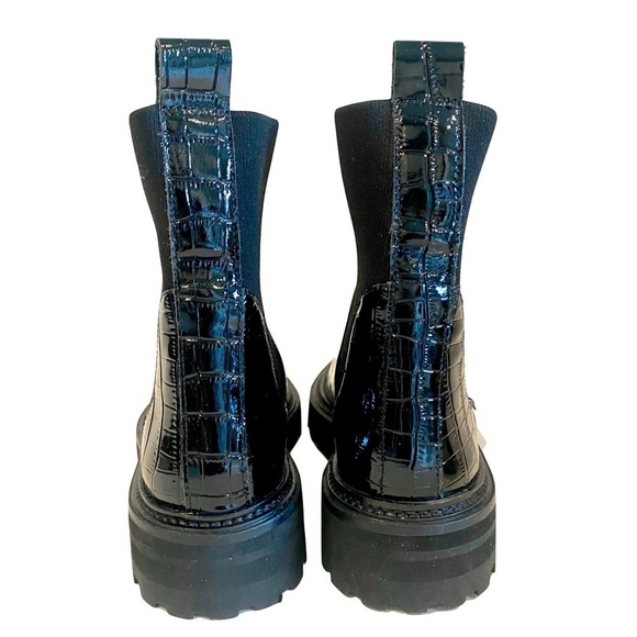 NWT -Loeffler Randall Bridget Chelsea Combat Boots Black Patent Leather Size 5.5 - Picture 5 of 15